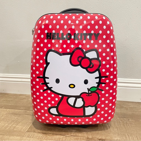 Sanrio Handbags - NEW Hello Kitty Red Hardshell 16.5" Rolling Suitcase Bioworld Sanrio Carryon